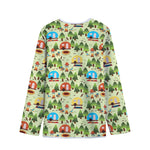 Camping Picnic Pattern Print Long Sleeve Short Coat