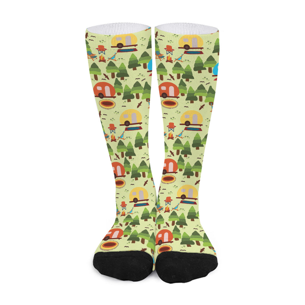 Camping Picnic Pattern Print Long Socks