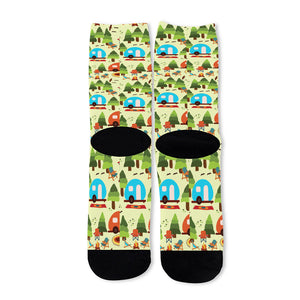 Camping Picnic Pattern Print Long Socks