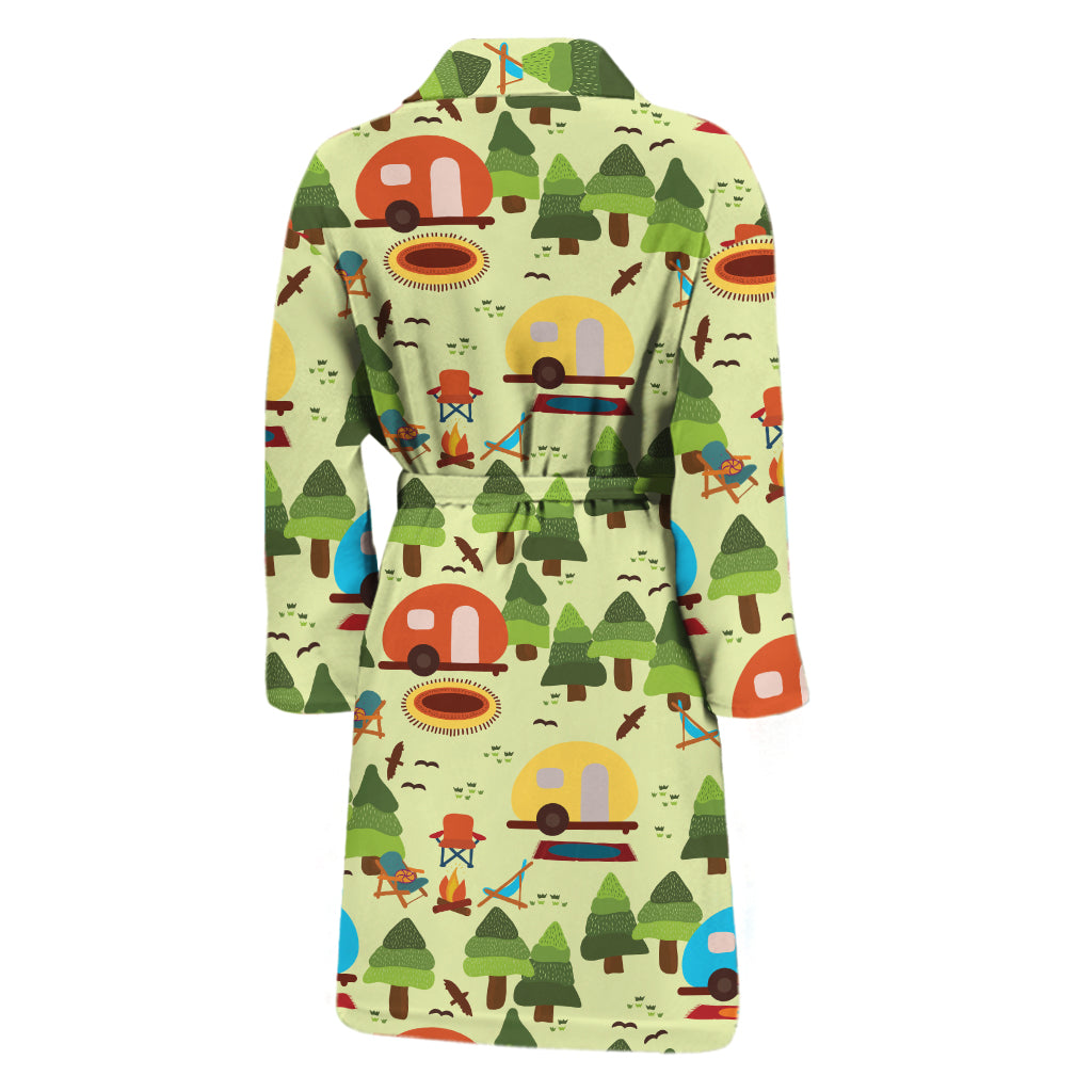 Camping Picnic Pattern Print Men's Bathrobe