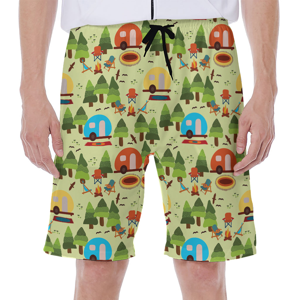 Camping Picnic Pattern Print Men's Beach Shorts
