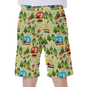 Camping Picnic Pattern Print Men's Beach Shorts