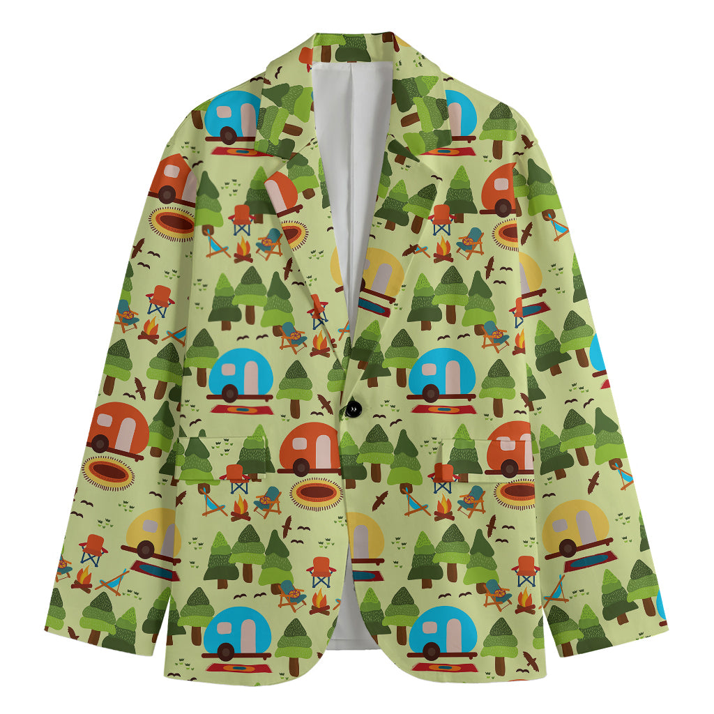 Camping Picnic Pattern Print Men's Blazer