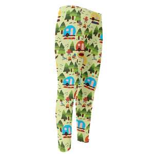 Camping Picnic Pattern Print Men's Compression Pants