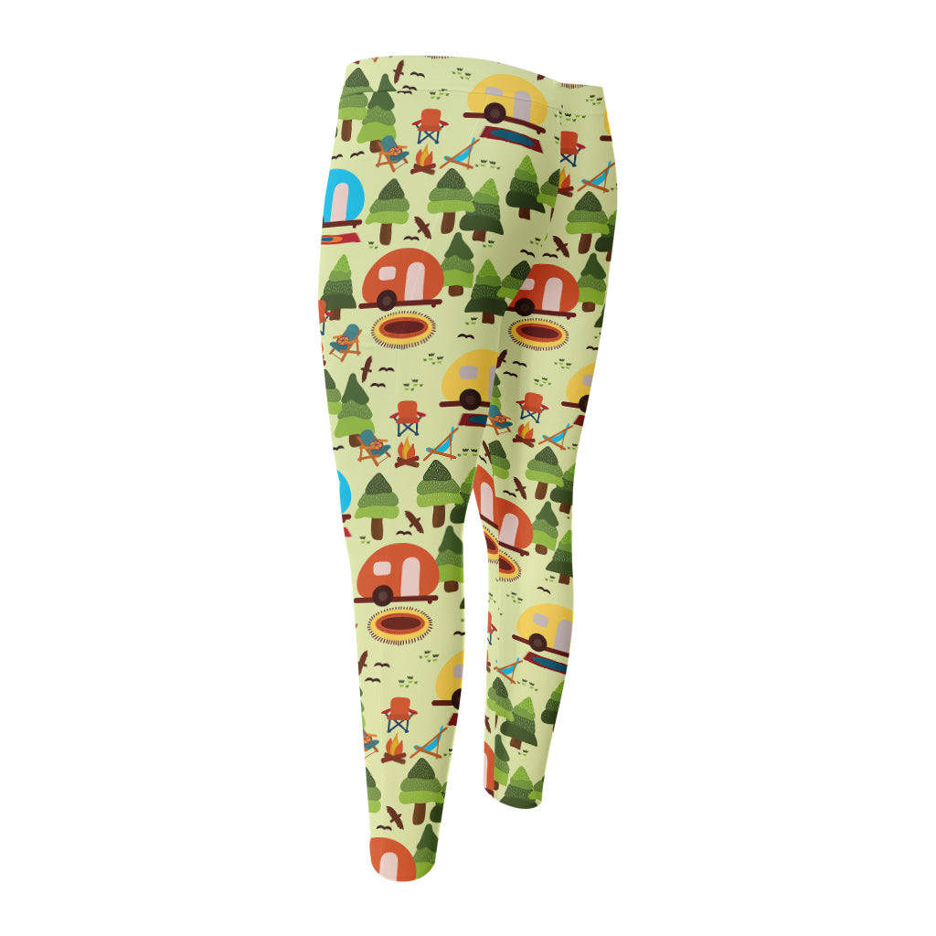 Camping Picnic Pattern Print Men's Compression Pants