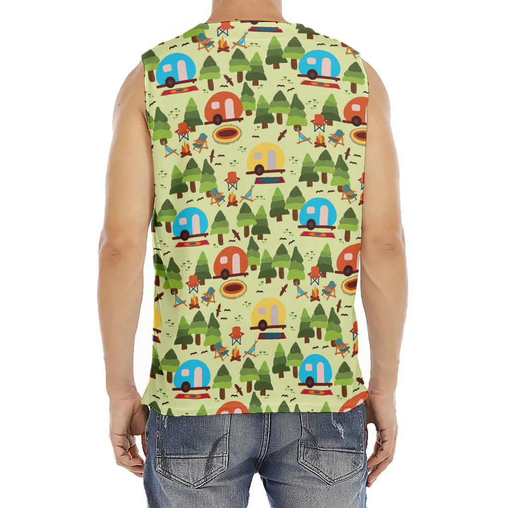 Camping Picnic Pattern Print Men's Fitness Tank Top