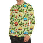 Camping Picnic Pattern Print Men's Long Sleeve Rash Guard
