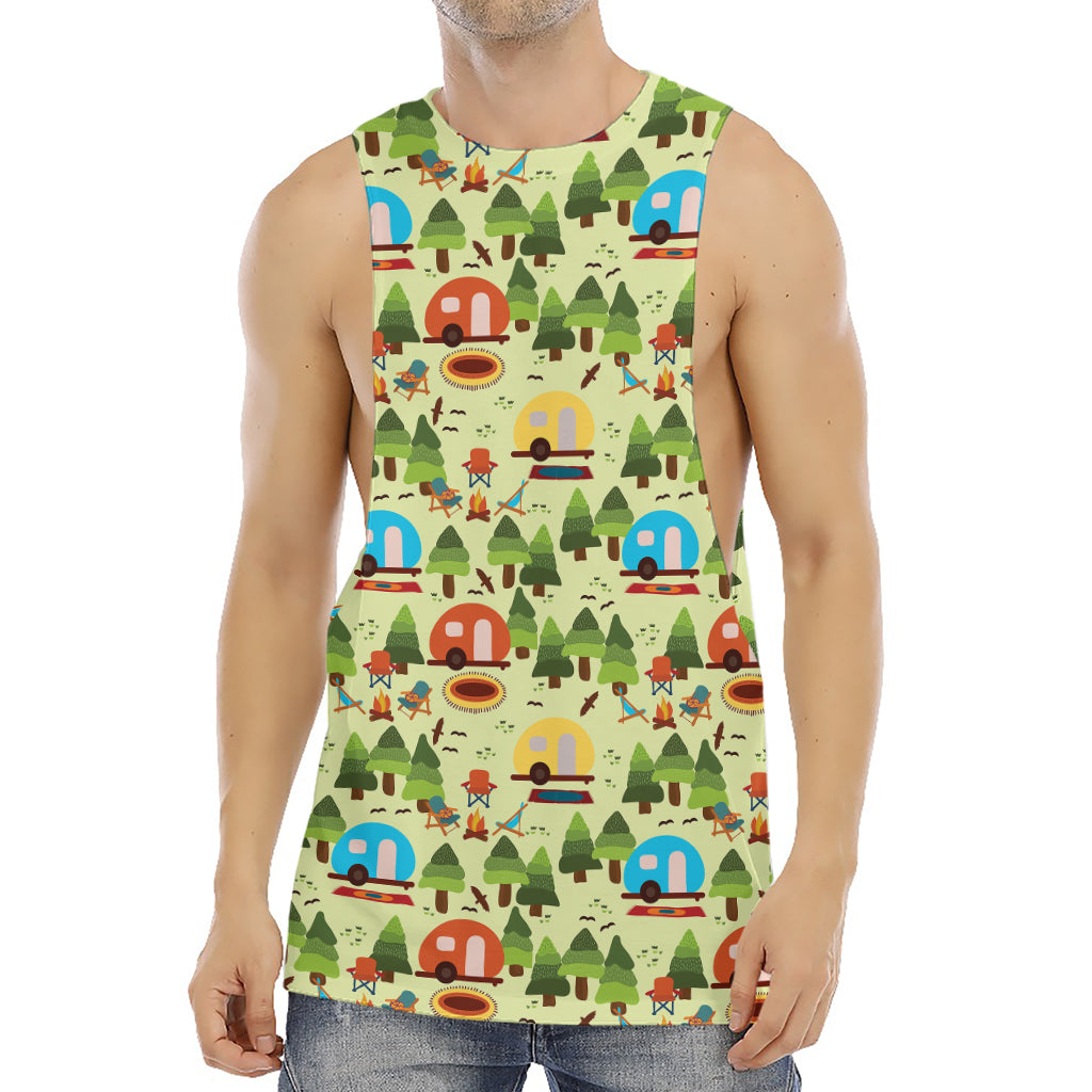 Camping Picnic Pattern Print Men's Muscle Tank Top