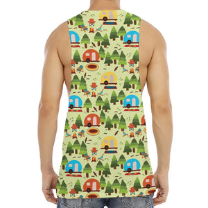 Camping Picnic Pattern Print Men's Muscle Tank Top