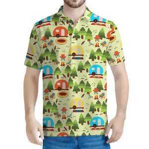 Camping Picnic Pattern Print Men's Polo Shirt