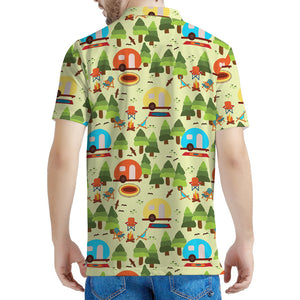 Camping Picnic Pattern Print Men's Polo Shirt