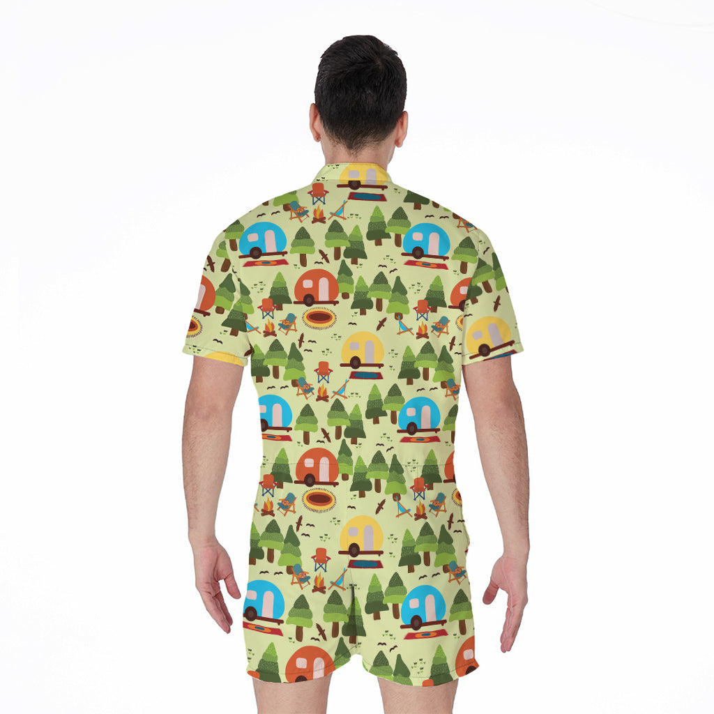 Camping Picnic Pattern Print Men's Rompers