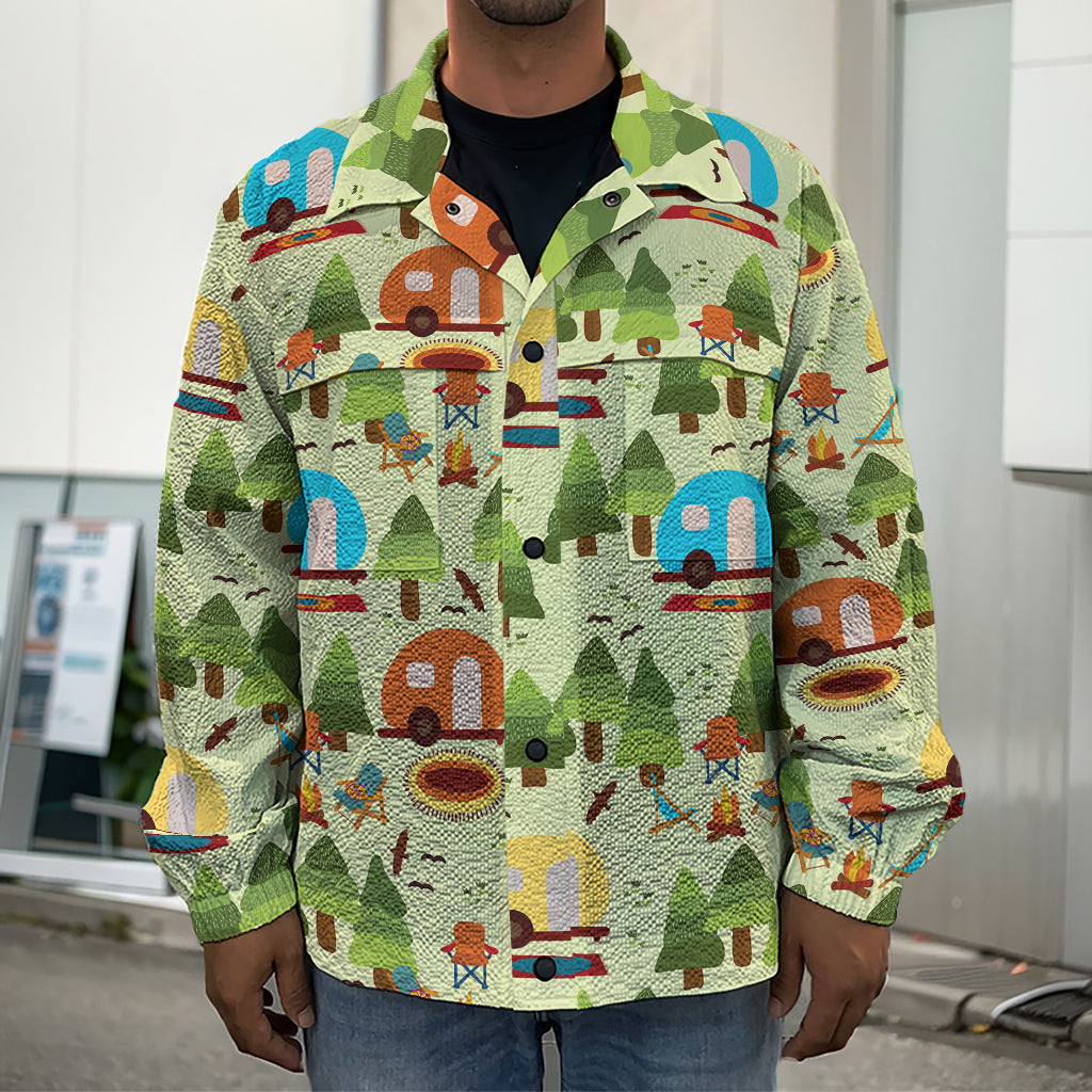 Camping Picnic Pattern Print Men's Shirt Jacket