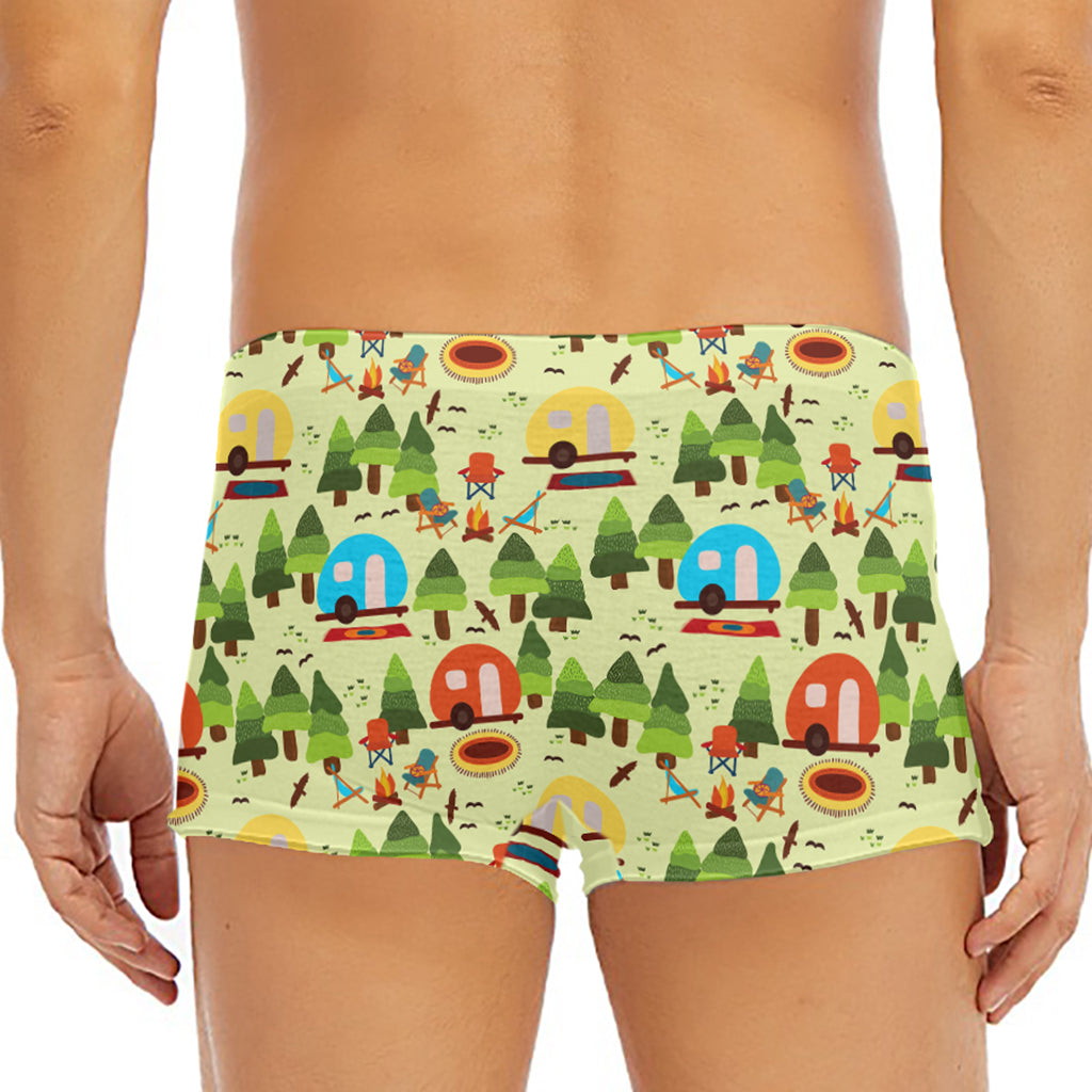 Camping Picnic Pattern Print Men's Short Boxer Briefs