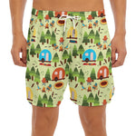 Camping Picnic Pattern Print Men's Split Running Shorts