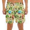 Camping Picnic Pattern Print Men's Split Running Shorts