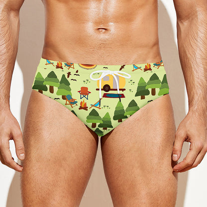 Camping Picnic Pattern Print Men's Swim Briefs