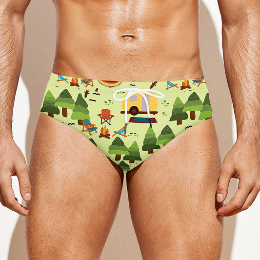 Camping Picnic Pattern Print Men's Swim Briefs