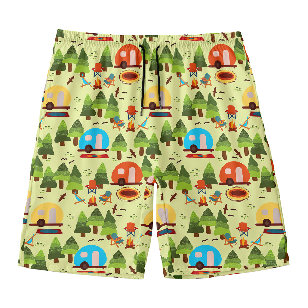 Camping Picnic Pattern Print Men's Swim Trunks