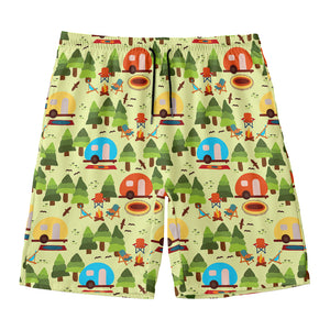 Camping Picnic Pattern Print Men's Swim Trunks