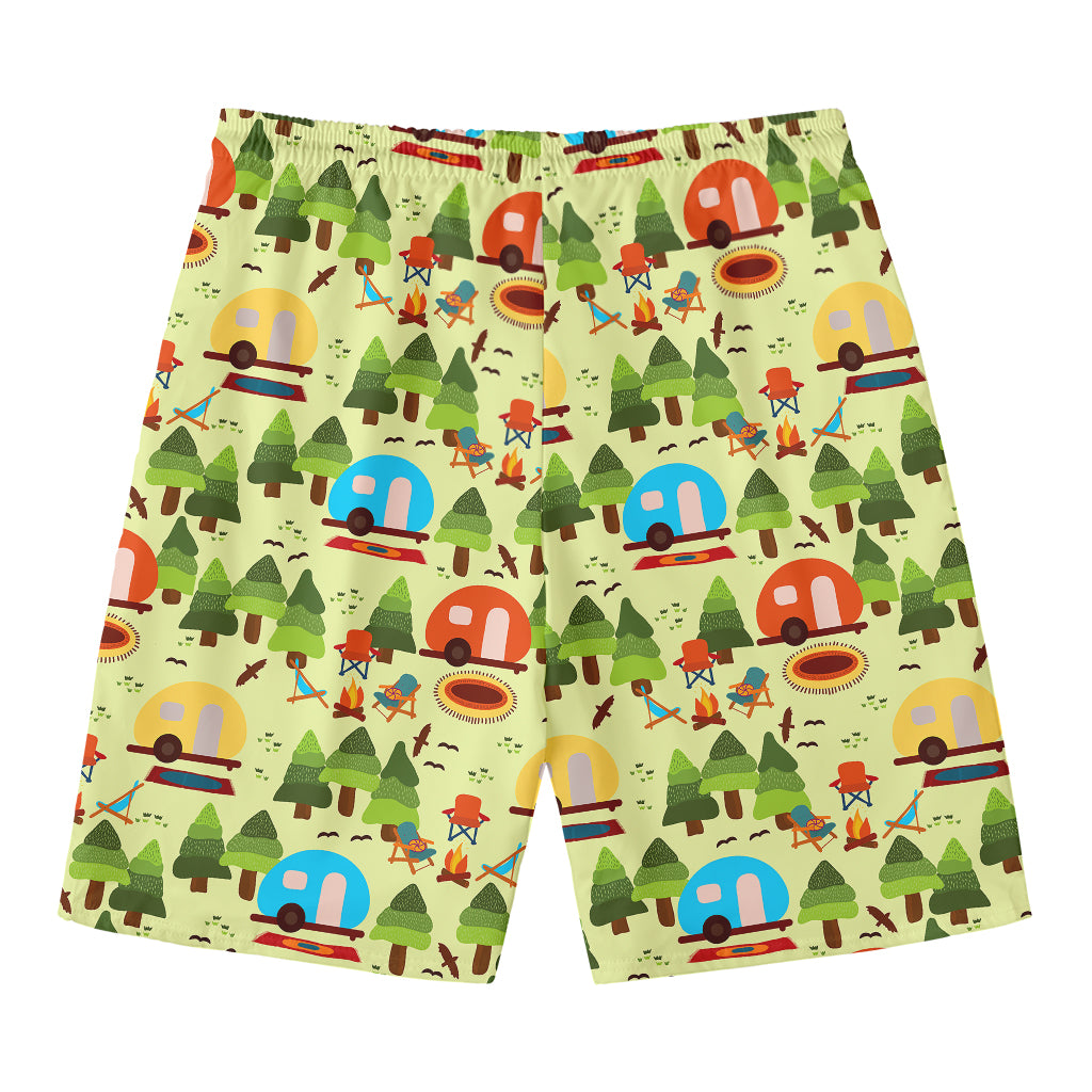 Camping Picnic Pattern Print Men's Swim Trunks