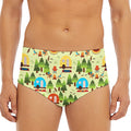 Camping Picnic Pattern Print Men's Triangle Swim Briefs