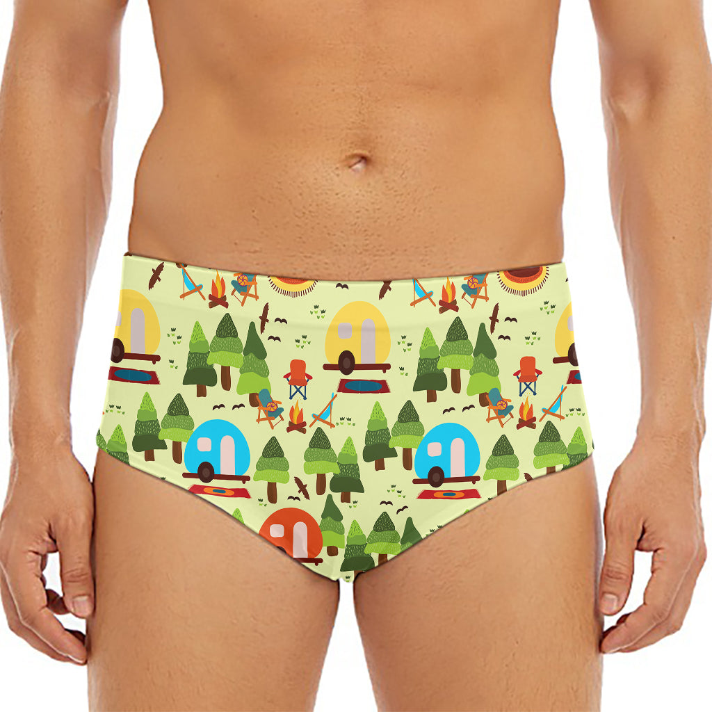 Camping Picnic Pattern Print Men's Triangle Swim Briefs