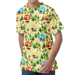 Camping Picnic Pattern Print Men's Velvet T-Shirt