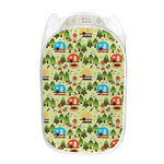 Camping Picnic Pattern Print Mesh Laundry Hamper