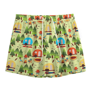 Camping Picnic Pattern Print Mesh Shorts