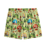 Camping Picnic Pattern Print Mesh Shorts