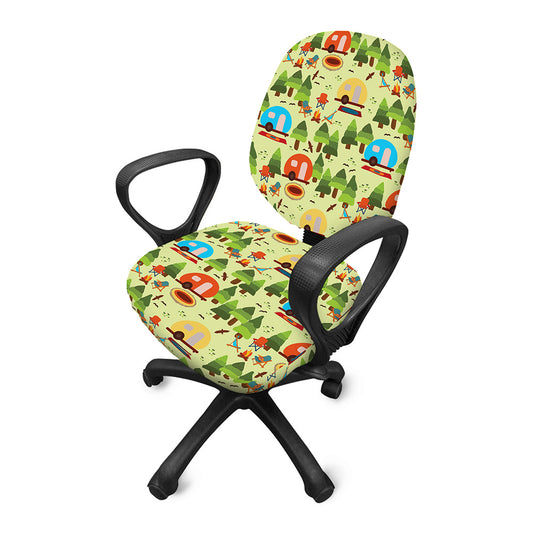 Camping Picnic Pattern Print Office Chair Cover