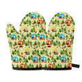 Camping Picnic Pattern Print Oven Mitts