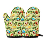 Camping Picnic Pattern Print Oven Mitts