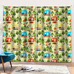 Camping Picnic Pattern Print Pencil Pleat Curtains