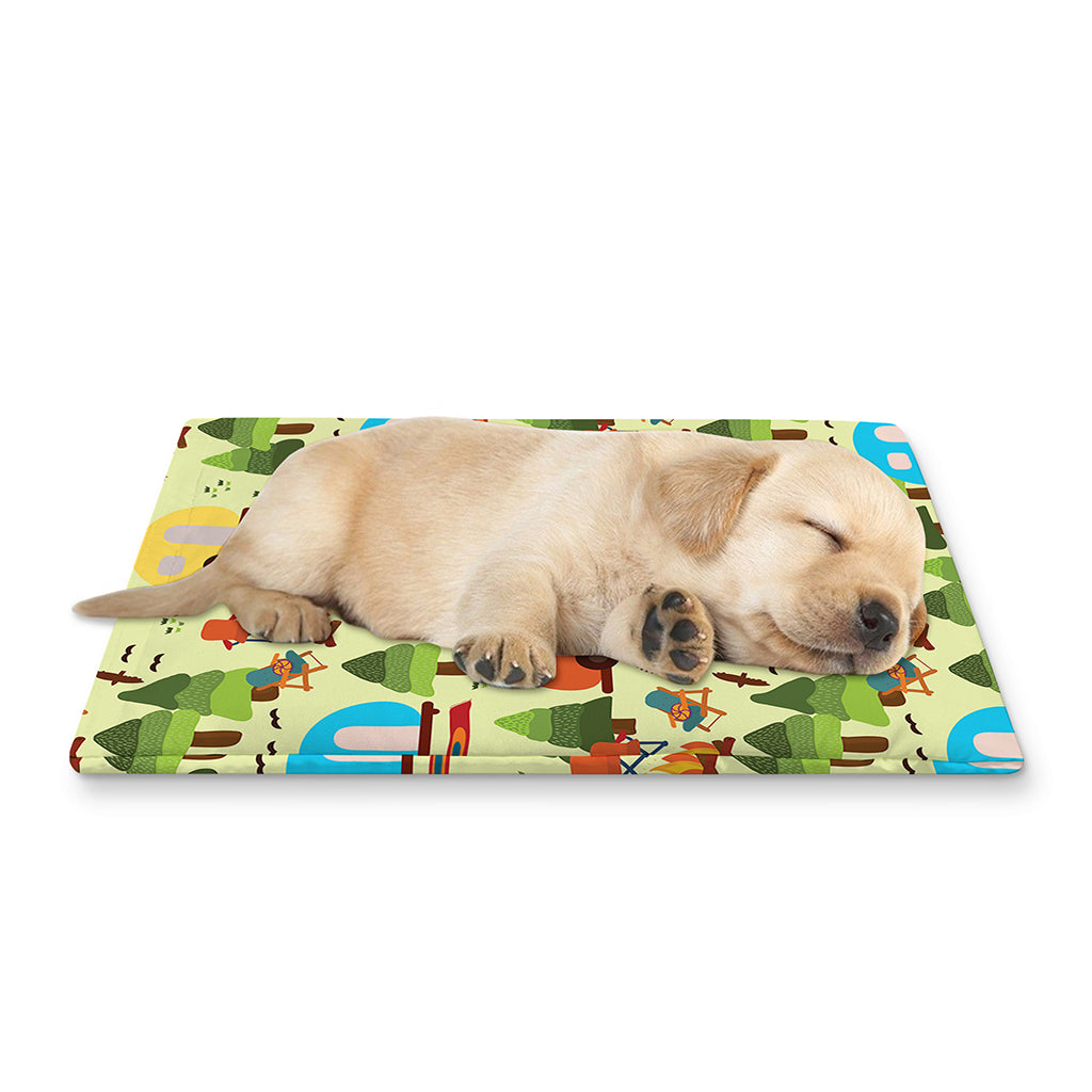 Camping Picnic Pattern Print Pet Cooling Mat Cover