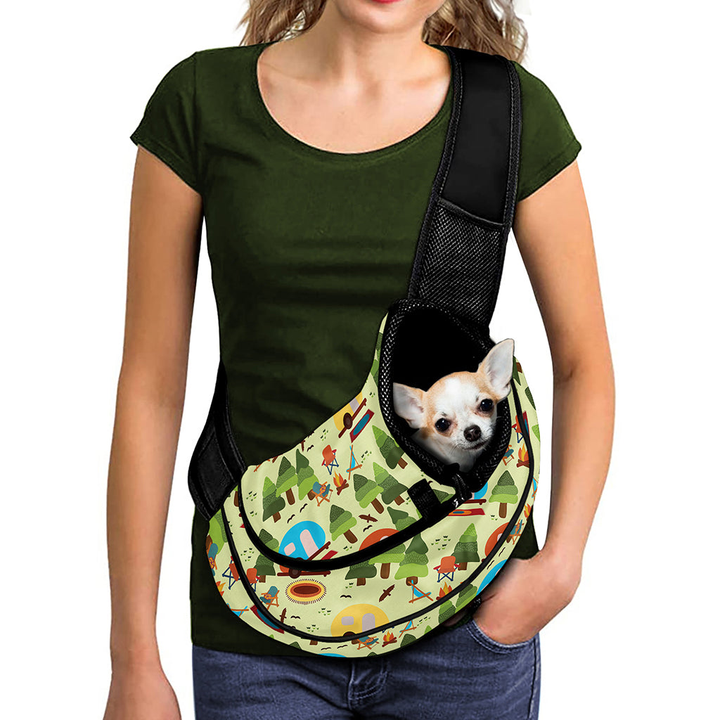 Camping Picnic Pattern Print Pet Sling Carrier