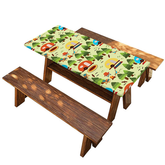 Camping Picnic Pattern Print Picnic Table Cover