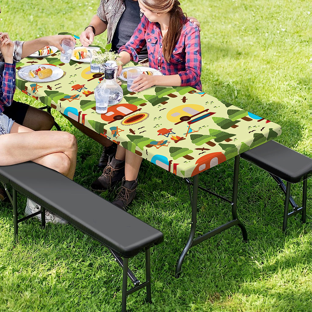 Camping Picnic Pattern Print Picnic Table Cover