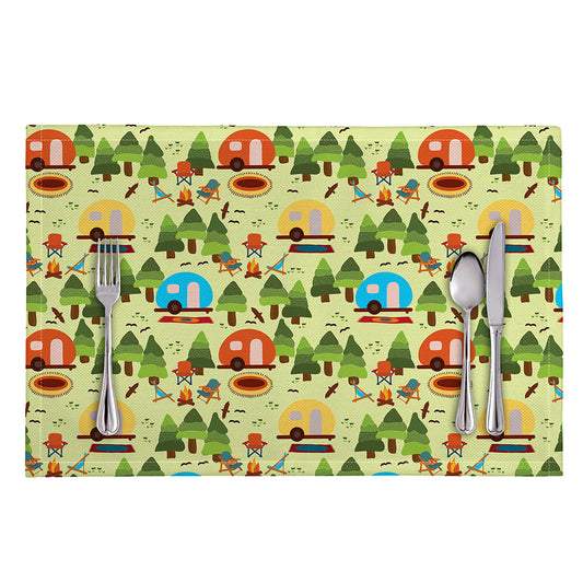 Camping Picnic Pattern Print Placemat