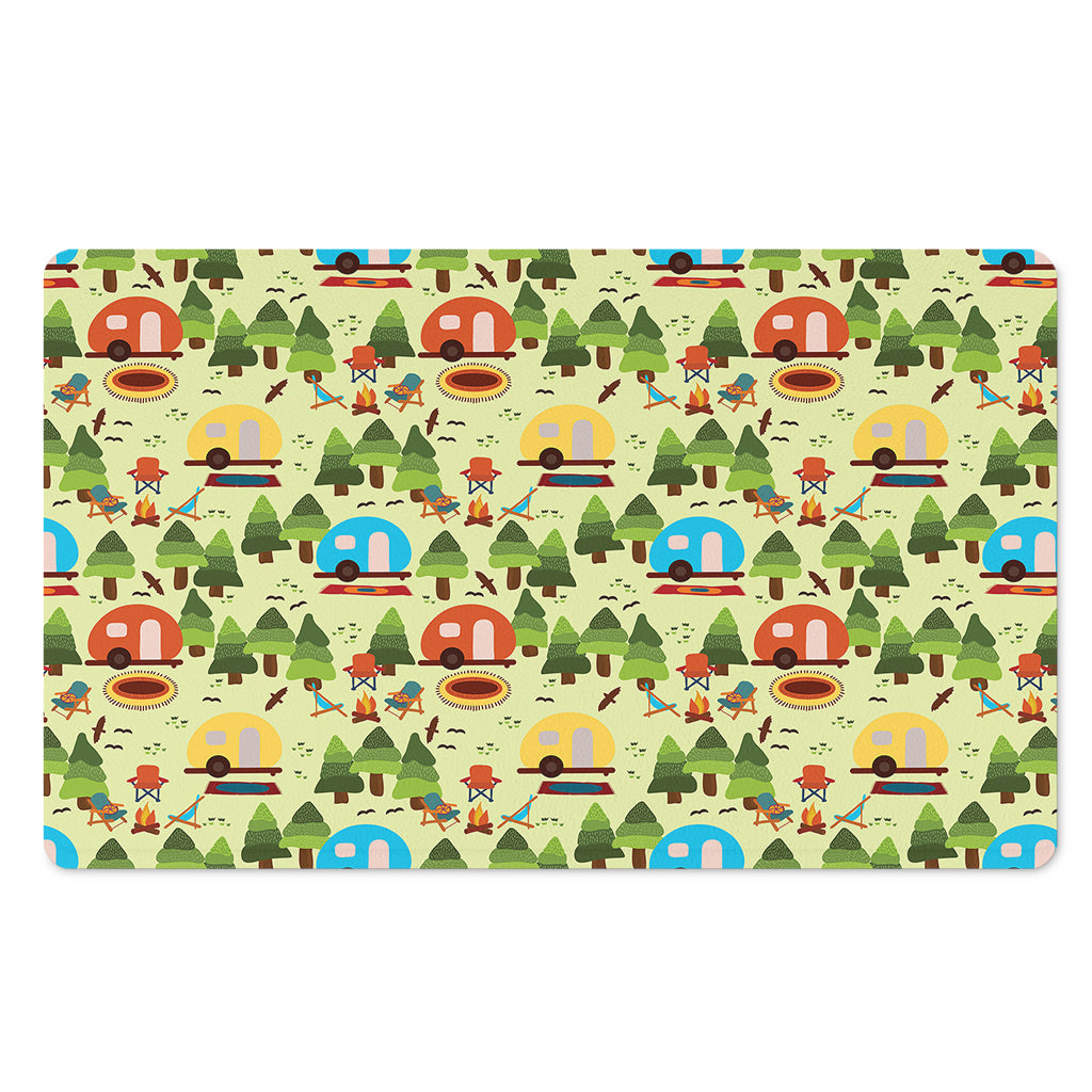 Camping Picnic Pattern Print Polyester Doormat