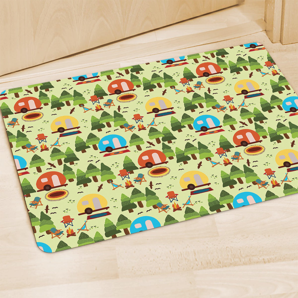 Camping Picnic Pattern Print Polyester Doormat