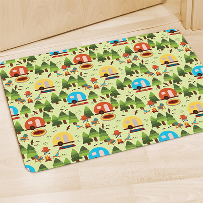 Camping Picnic Pattern Print Polyester Doormat