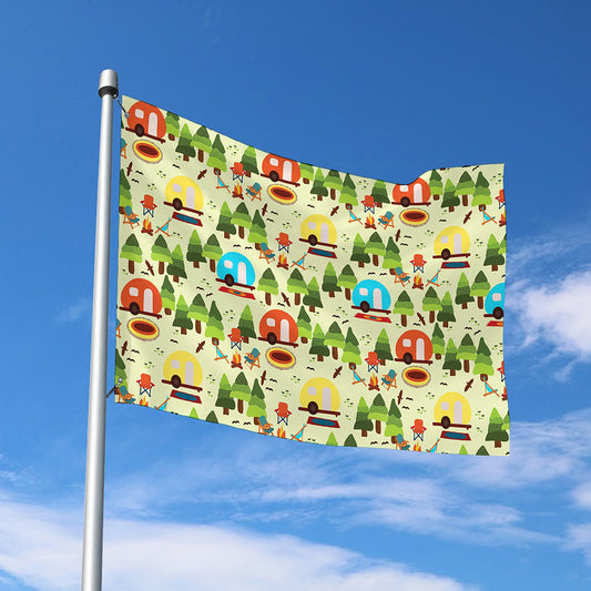 Camping Picnic Pattern Print Polyester Flag