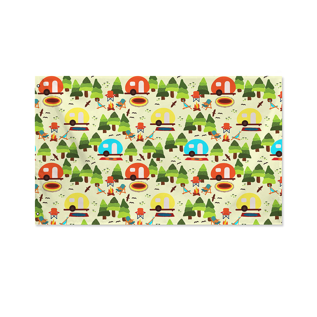 Camping Picnic Pattern Print Polyester Flag