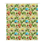 Camping Picnic Pattern Print Polyester Shower Curtain