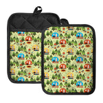 Camping Picnic Pattern Print Pot Holders With Pocket