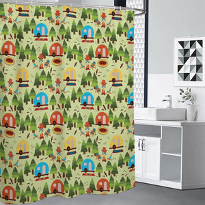 Camping Picnic Pattern Print Premium Shower Curtain