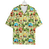 Camping Picnic Pattern Print Rayon Hawaiian Shirt