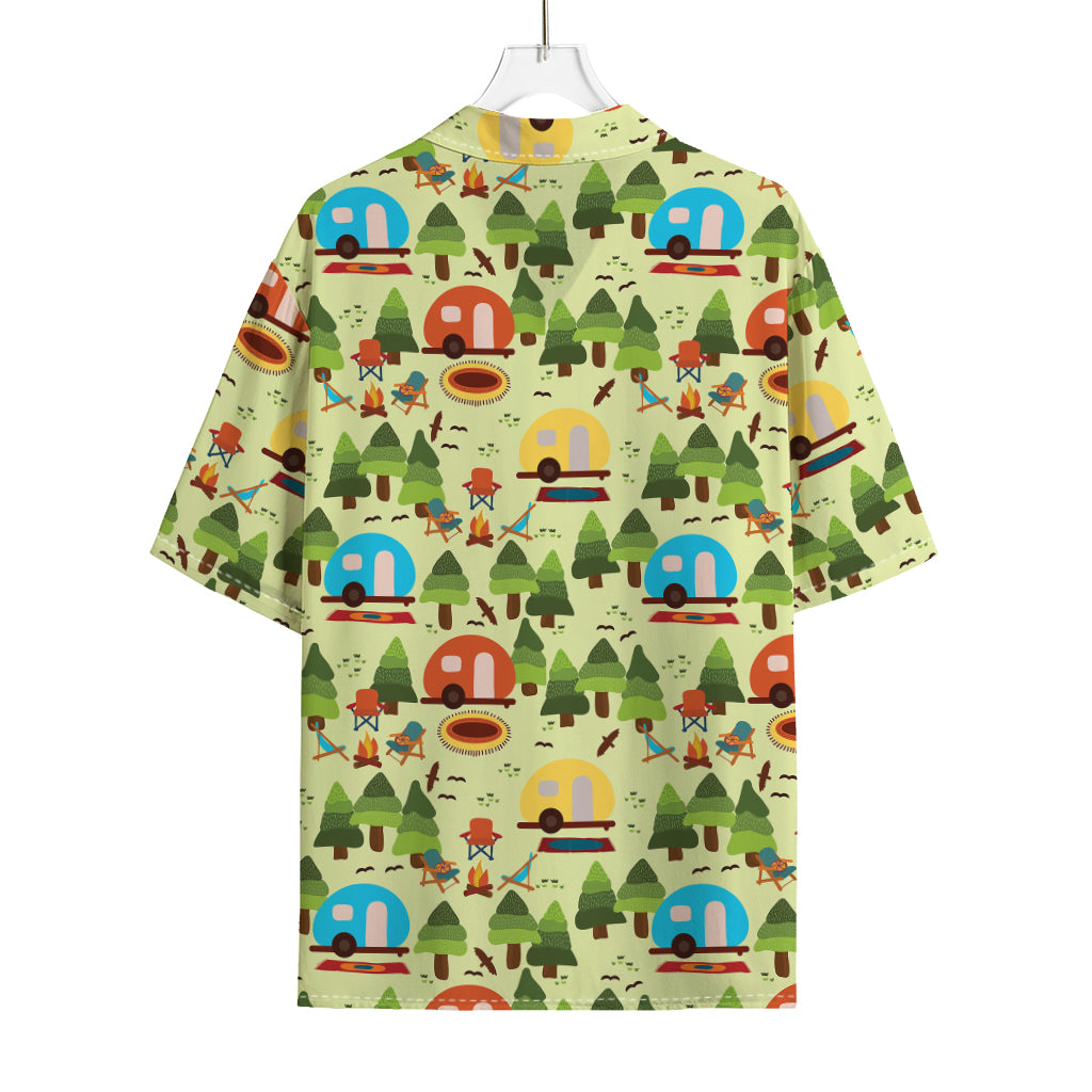 Camping Picnic Pattern Print Rayon Hawaiian Shirt